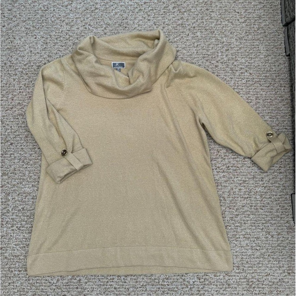 JM Collection Light Tan Cowl Neck Sweater